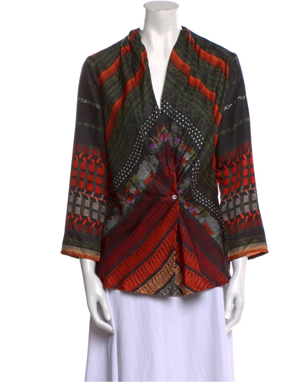 Etro Multicolor Printed Long-Sleeve Jacket - Red, Green, Black, Brown